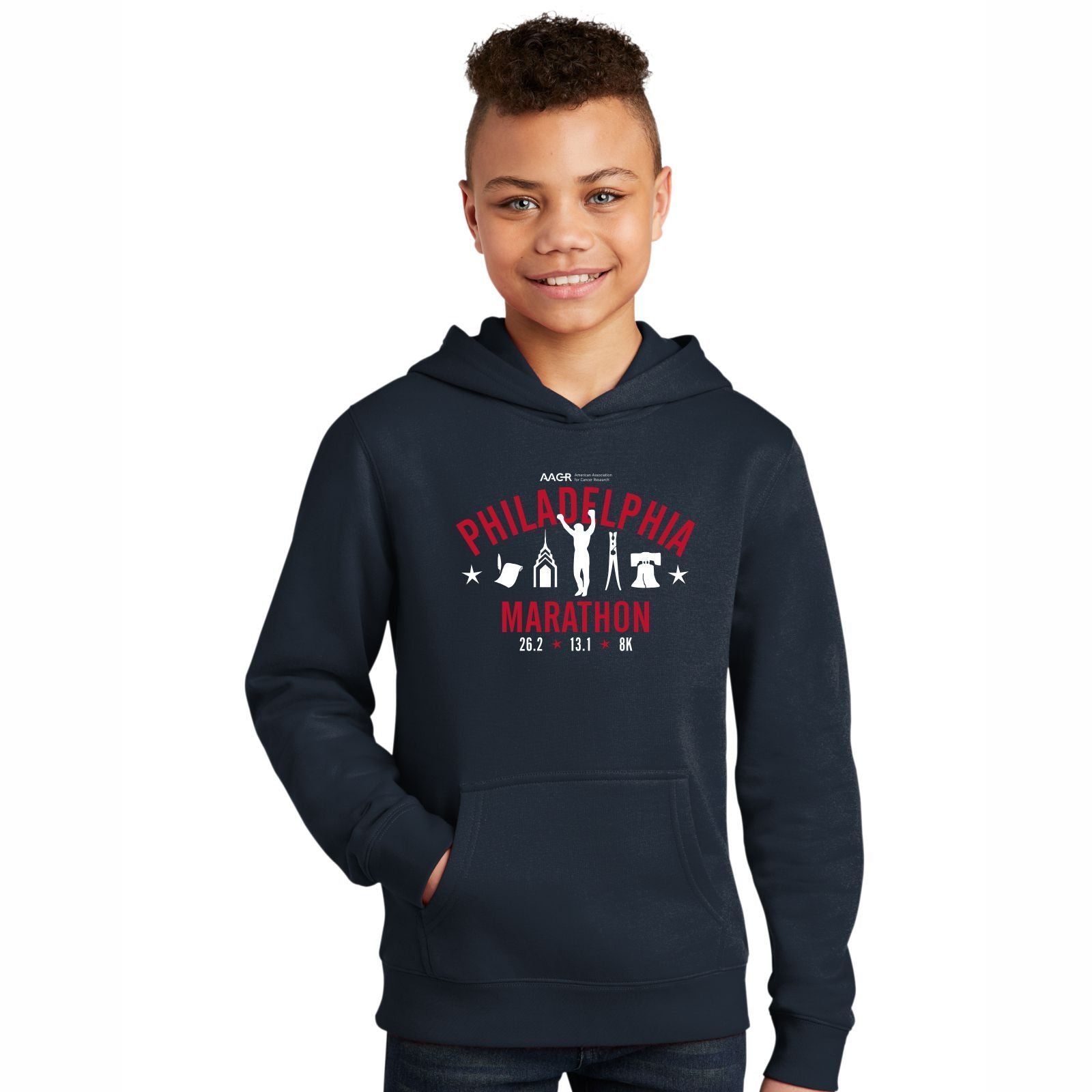 Youth Fleece Hoody - Navy - 'Landmarks' Design