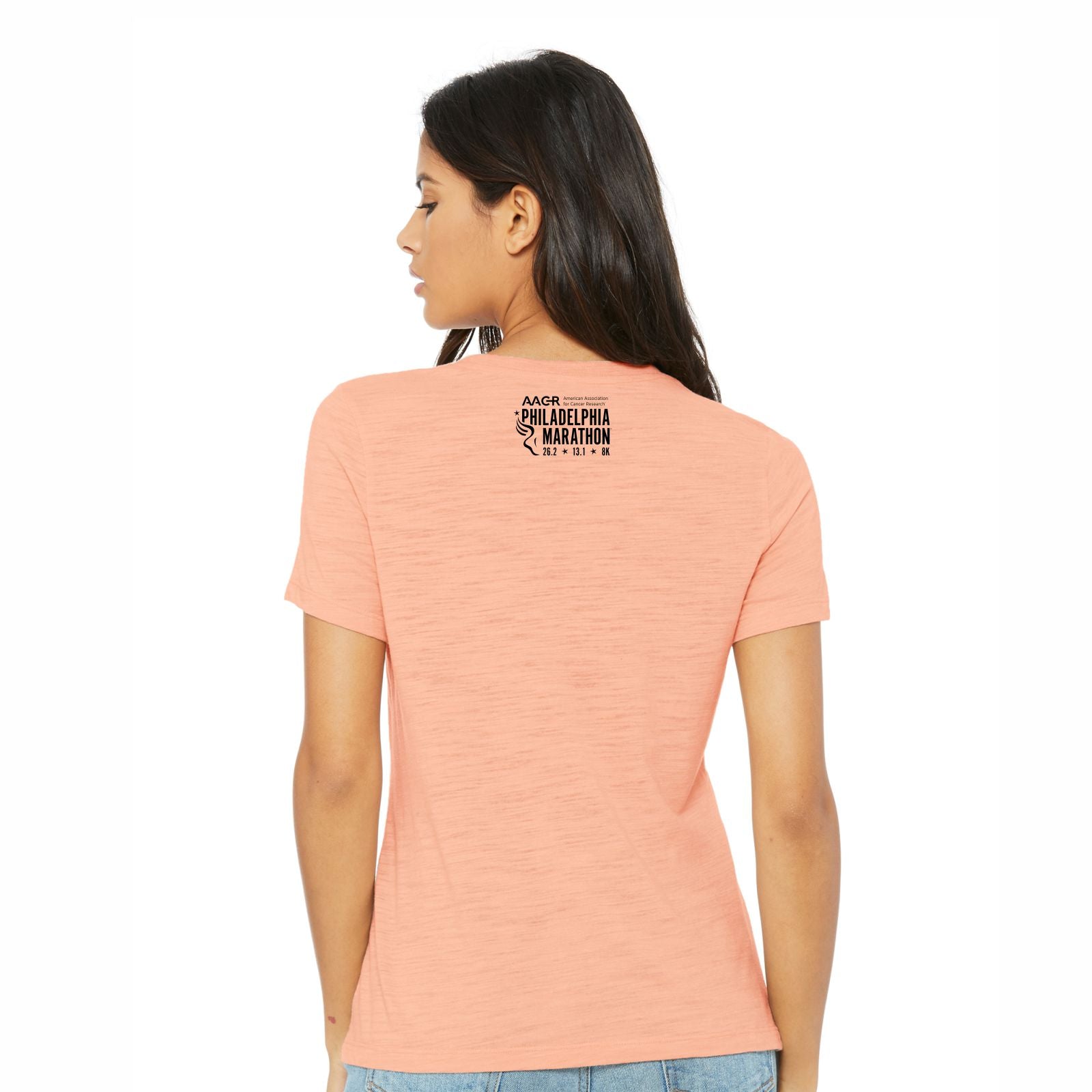 Women's SS Slub Relaxed Tee - Peach - 'Round' Design