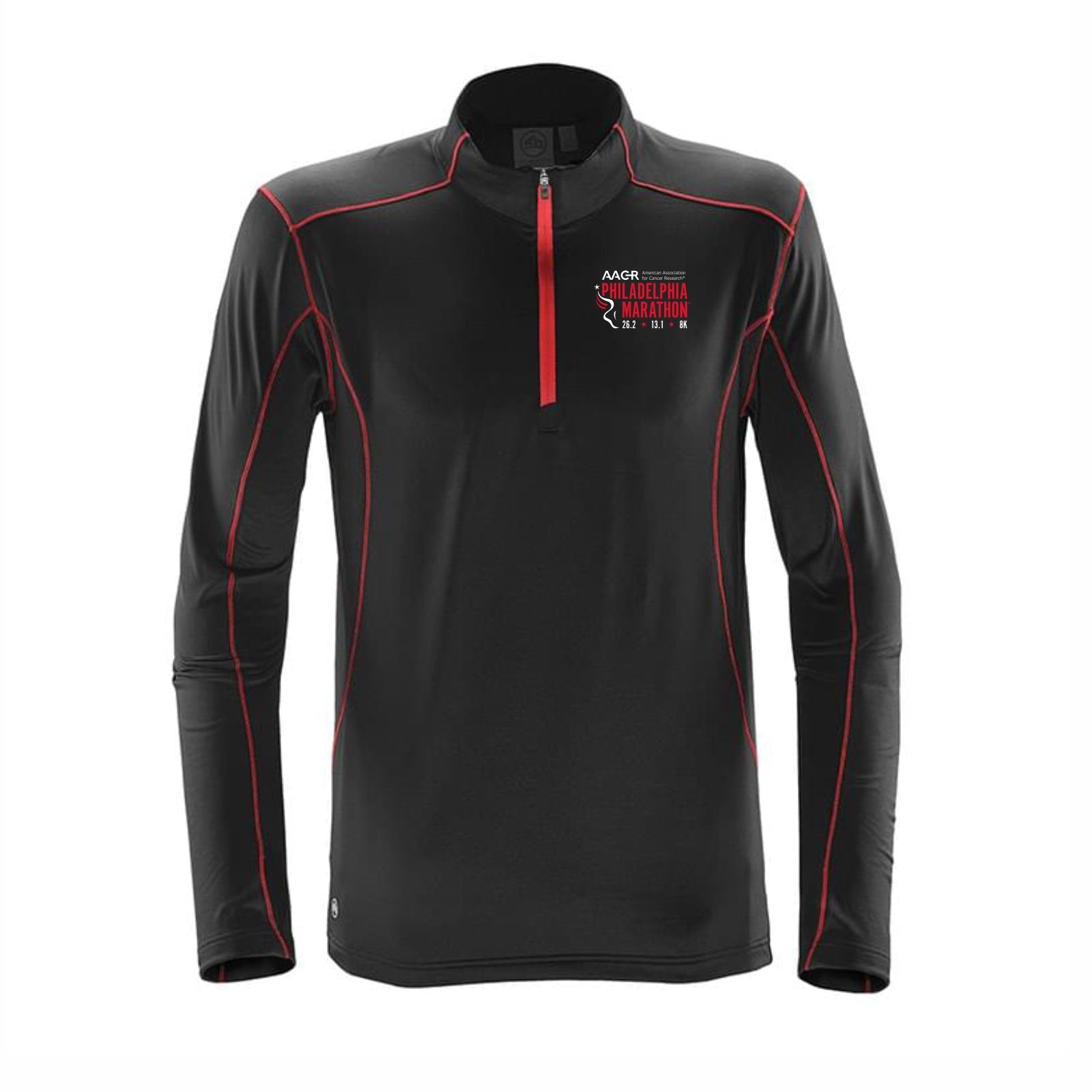 Men's Tech Fleece 1/4 Zip - Black / Red - '26.2 Embroidery' Design