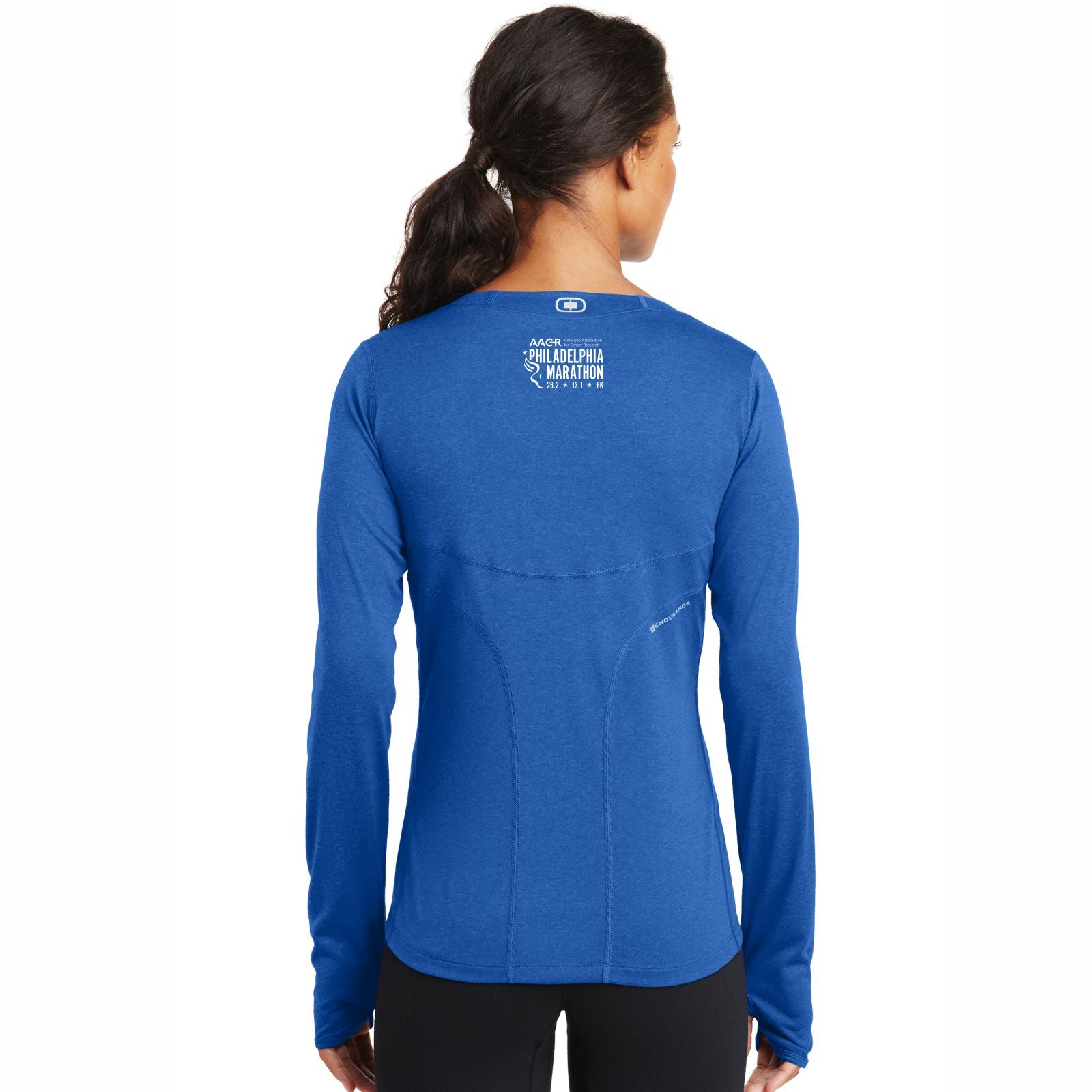 Women's LS Tech Thumbhole Tee -Electric Blue- AACR 2022 Finisher