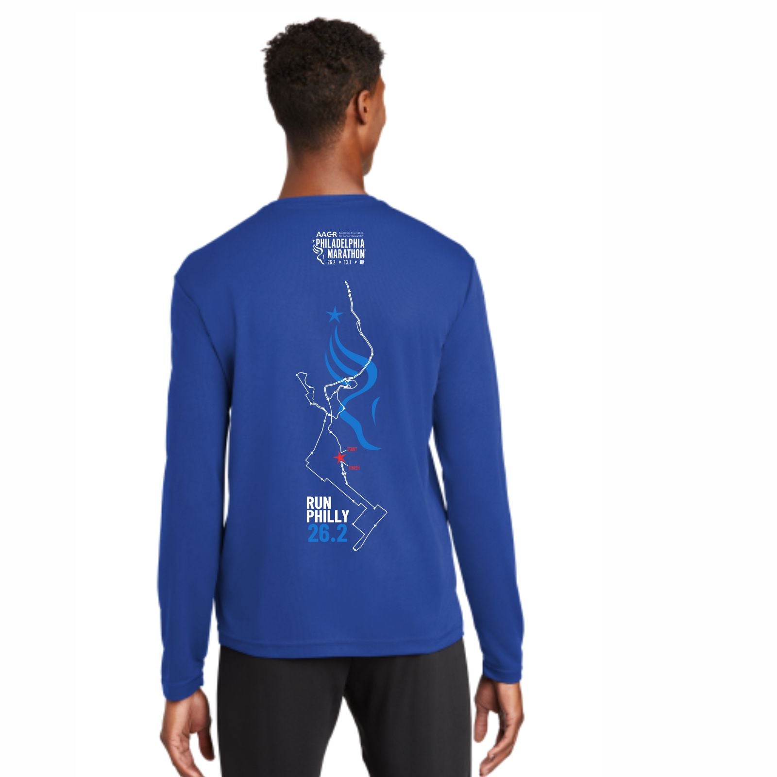 Men's LS Tech Tee -Royal- AACR 2022 26.2 Course