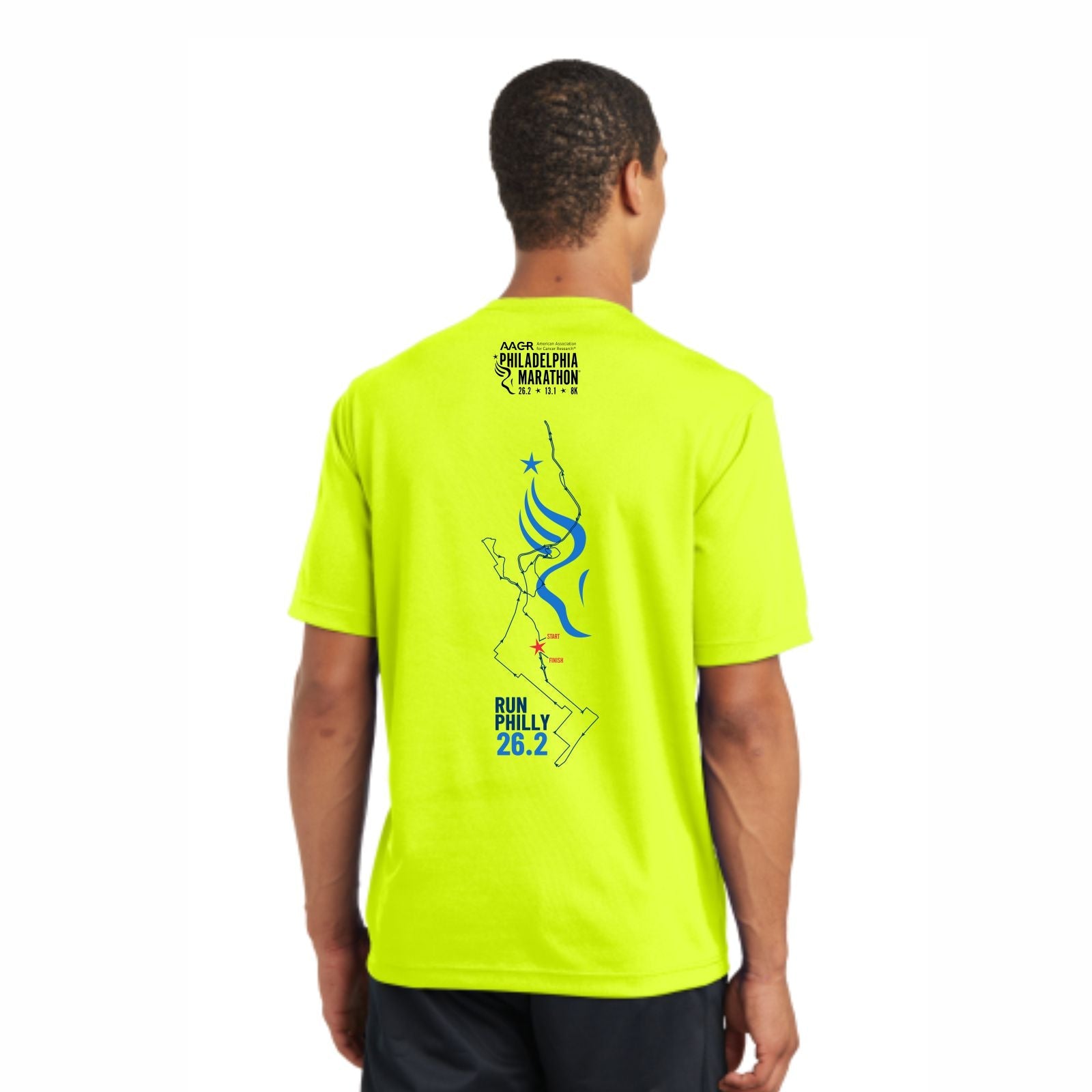 Men's Tech UPF40+ Tee -Safety Yellow- AACR 2022 26.2 Course