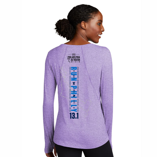 LS Stretch Thumbhole Tee -Hyacinth- D&W 13.1 Course – Philadelphia Marathon  Store