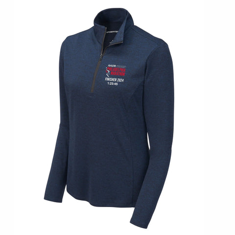 Fitted Tech 1/4 Zip -Dark Royal- AACR 2024 Finisher Embr. - CUSTOMIZE WITH YOUR FINISHER TIME