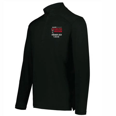 Adult Sueded Eco 1/2 Zip -Black- AACR 2024 Finisher Embr. - CUSTOMIZE WITH YOUR FINISHER TIME