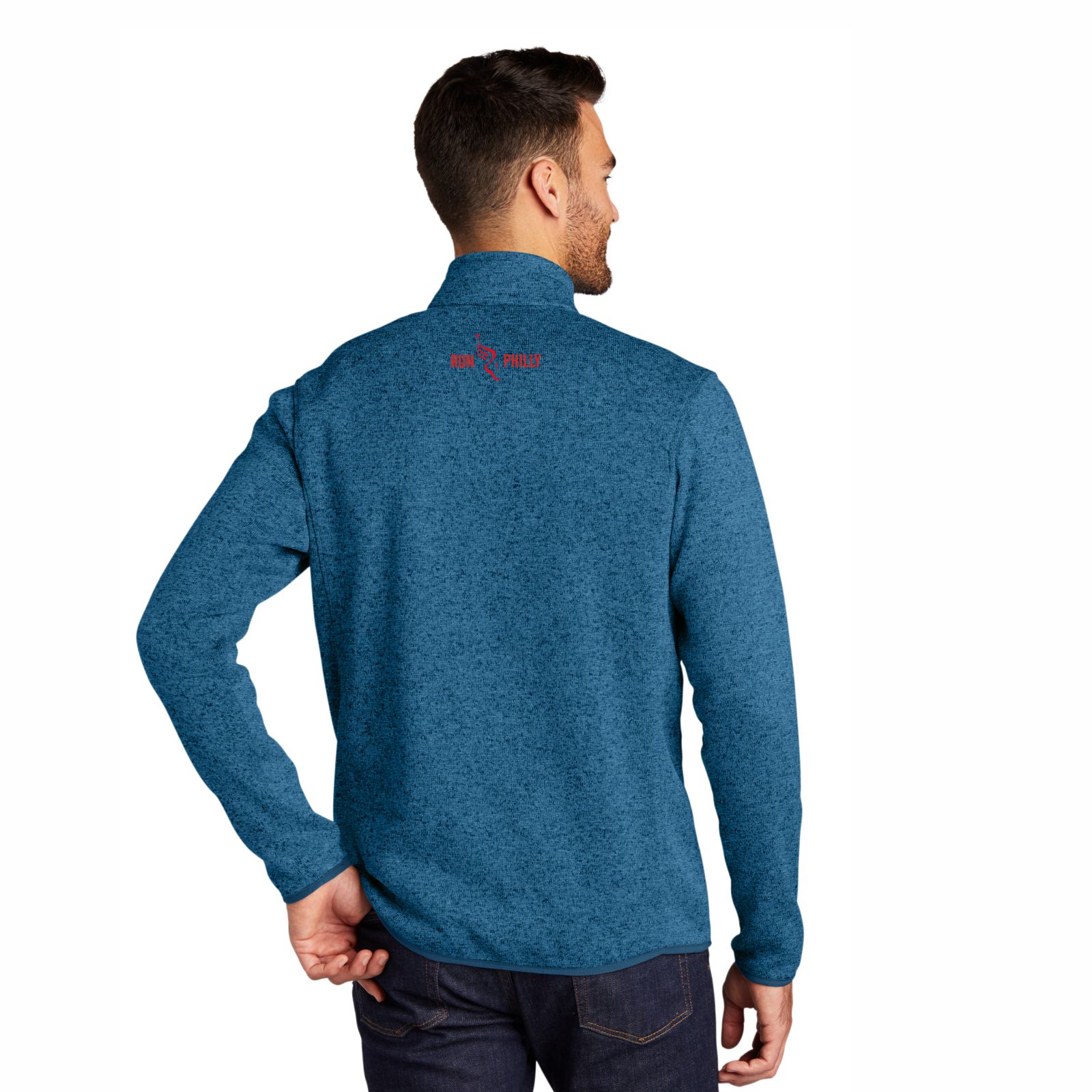 Zip Sweaterfleece -Blue Heather- AACR Embroidery