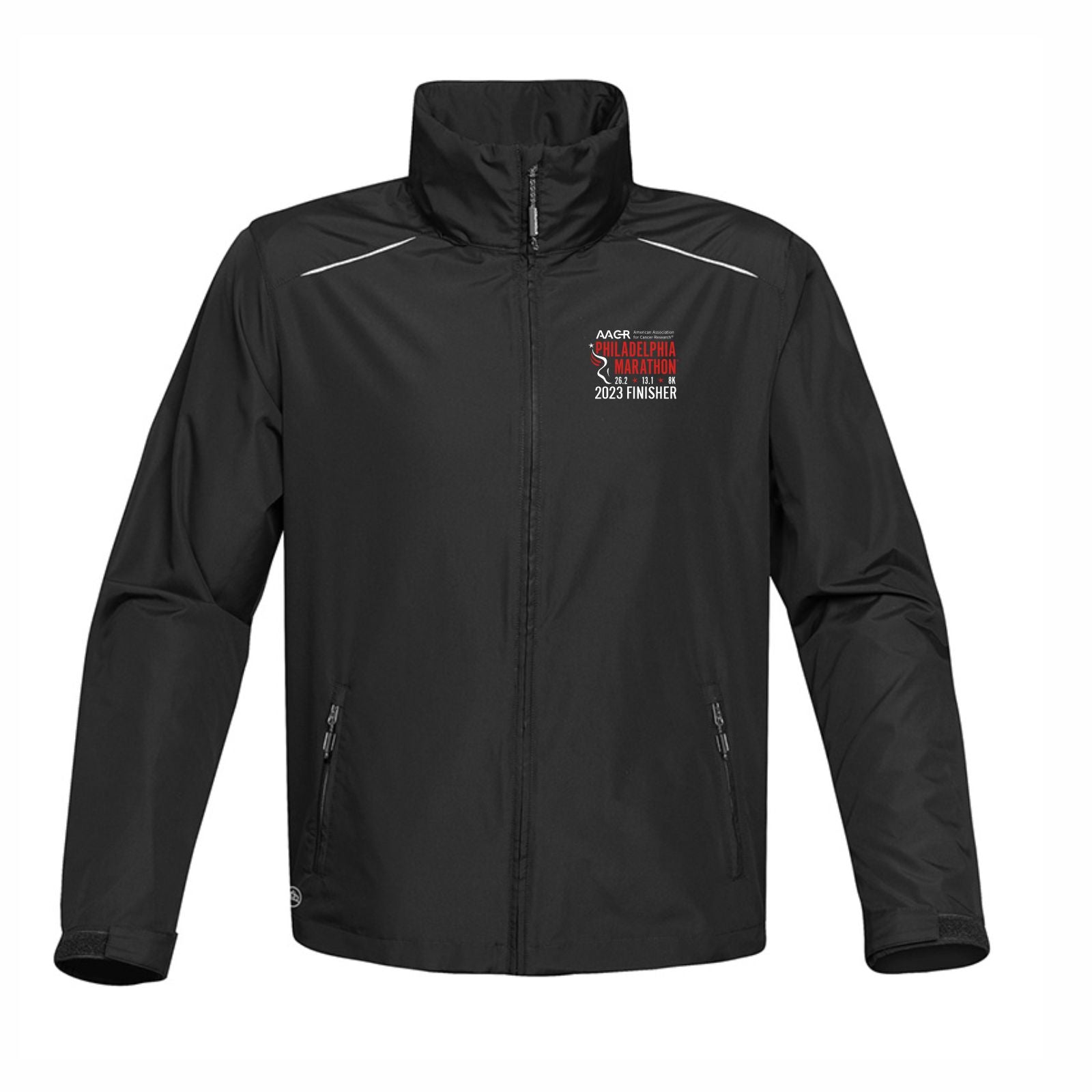 Adult Hooded Zip Shell -Black- 2023 AACR Finisher Embr.  (Men's Fit)