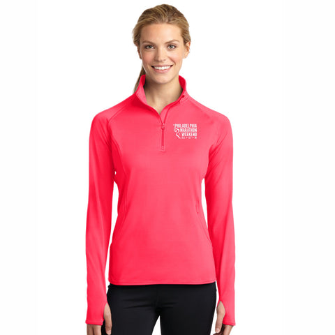 Fitted Tech Pocket 1/4 Zip -Hot Coral- PMW Big Back