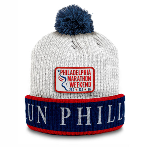 Beanie -Pom-Pom Navy/White/Red- PMW Run Philly