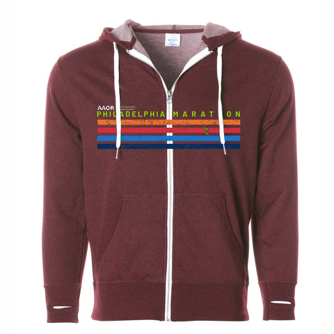 Adult French Terry Zip Hoody -Burgundy- AACR Stripes