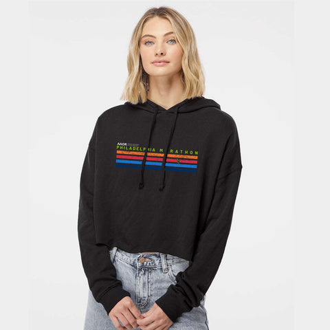 Fitted Fleece Crop Hoody -Black- AACR Stripes