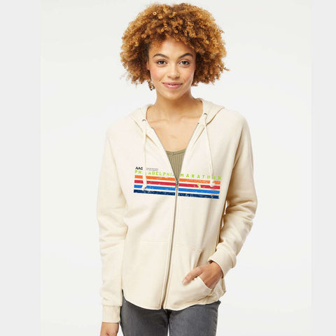 Fitted Fleece Zip Hoody -Bone- AACR Stripes