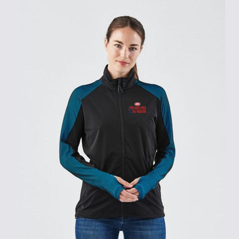 Fitted DWR Zip Shell -Black/Blue- D&W Embroidery