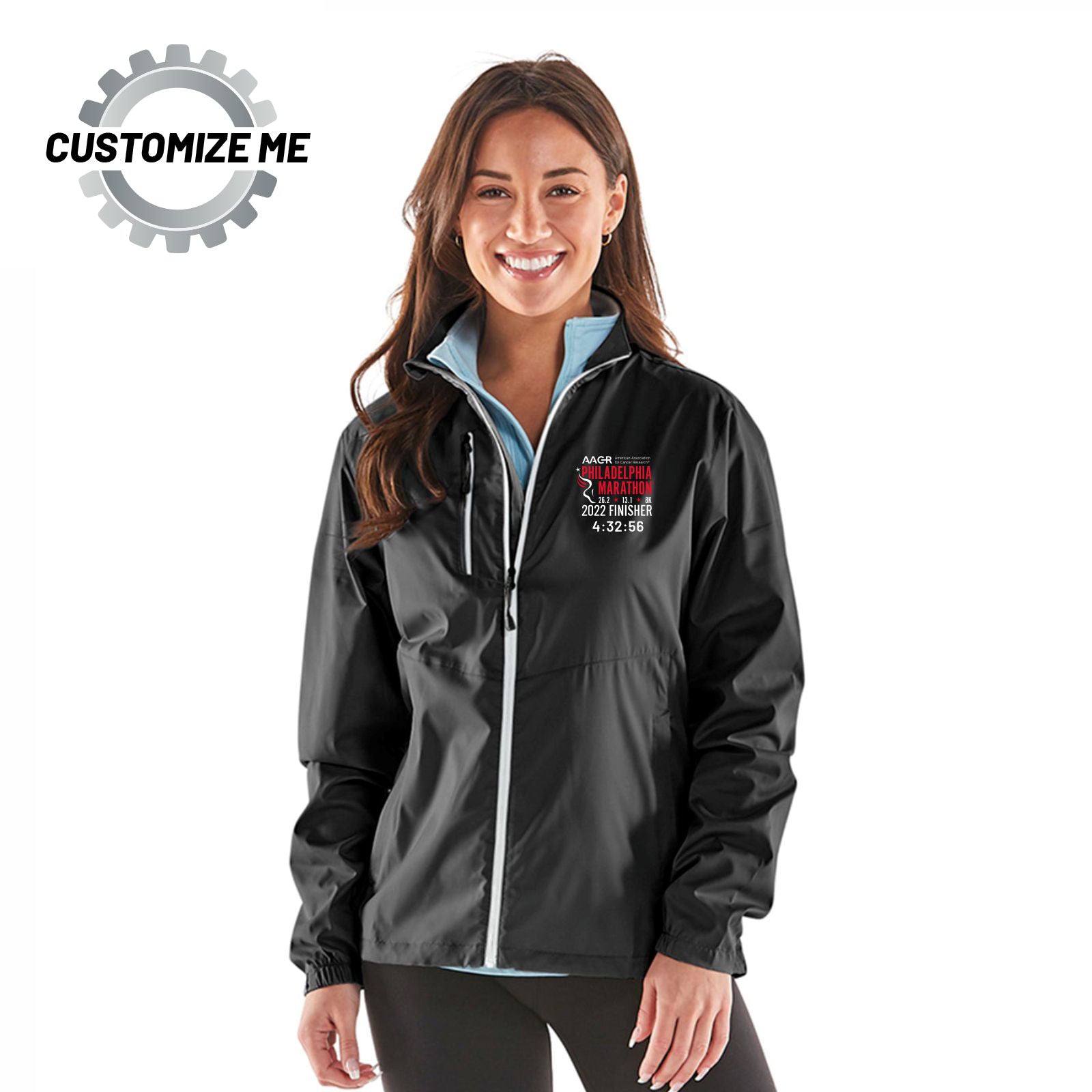 Women's Lightweight Zip Eco Jacket -Black- AACR 2022 Finisher Embroidery