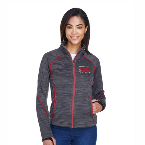 Women's Fleece Zip Flux Melange Jacket -Carbon/Olympic Red AACR Big Back