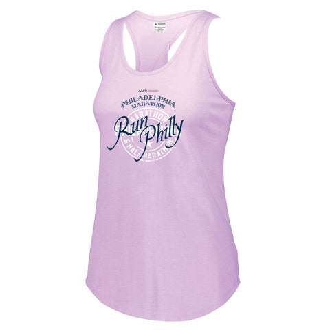 Women's Criss-Cross Back Triblend Tank - Light Lavender Heather - 'Round' Design