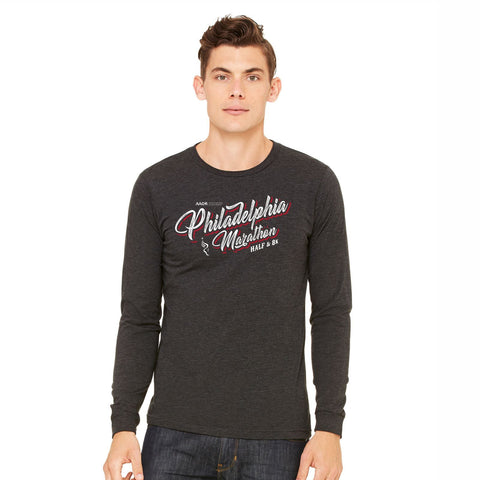 Adult LS Fashion Eco Tee - Charcoal Heather - 'Script' Design