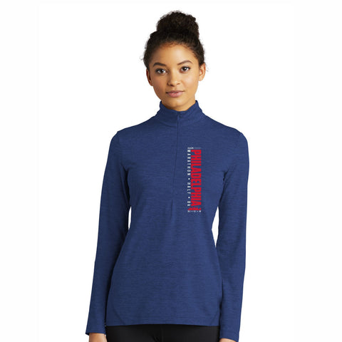 Women's Tech Stretch 1/2 Zip - True Royal Heather - 'AACR Left Chest Print' Design
