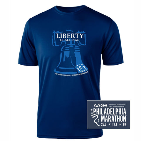 Philadelphia Marathon 2022 "Liberty Challenge" Special - 26.2 & 13.1 - Men's SS Tech Tee - Navy