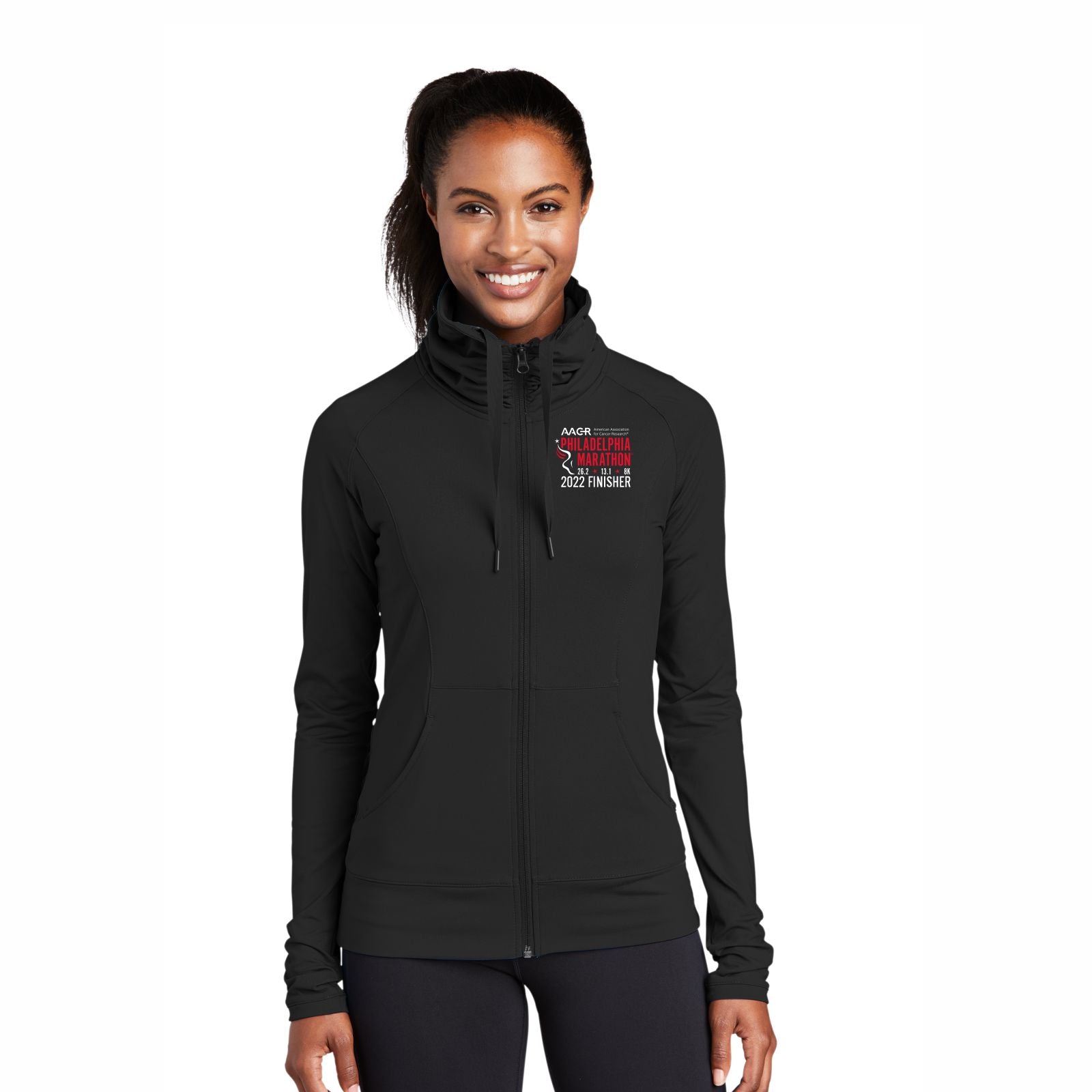 Women's Cowl Stretch Zip Jacket -Black- AACR 2022 Finisher Embroidery