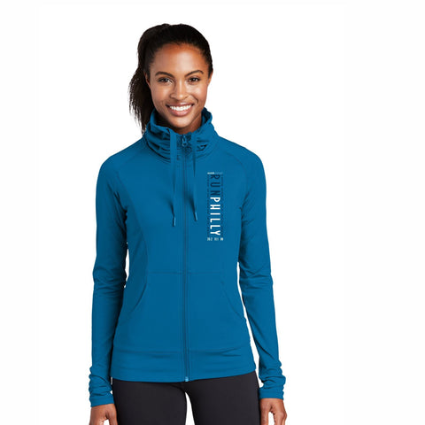 Women's Cowl Stretch Zip Jacket -Peacock Blue- AACR LCP