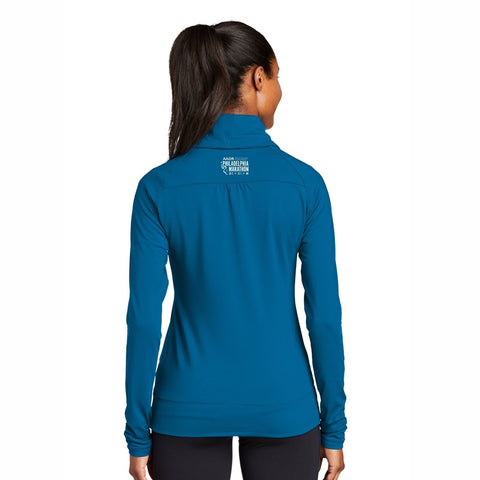 Women's Cowl Stretch Zip Jacket -Peacock Blue- AACR LCP