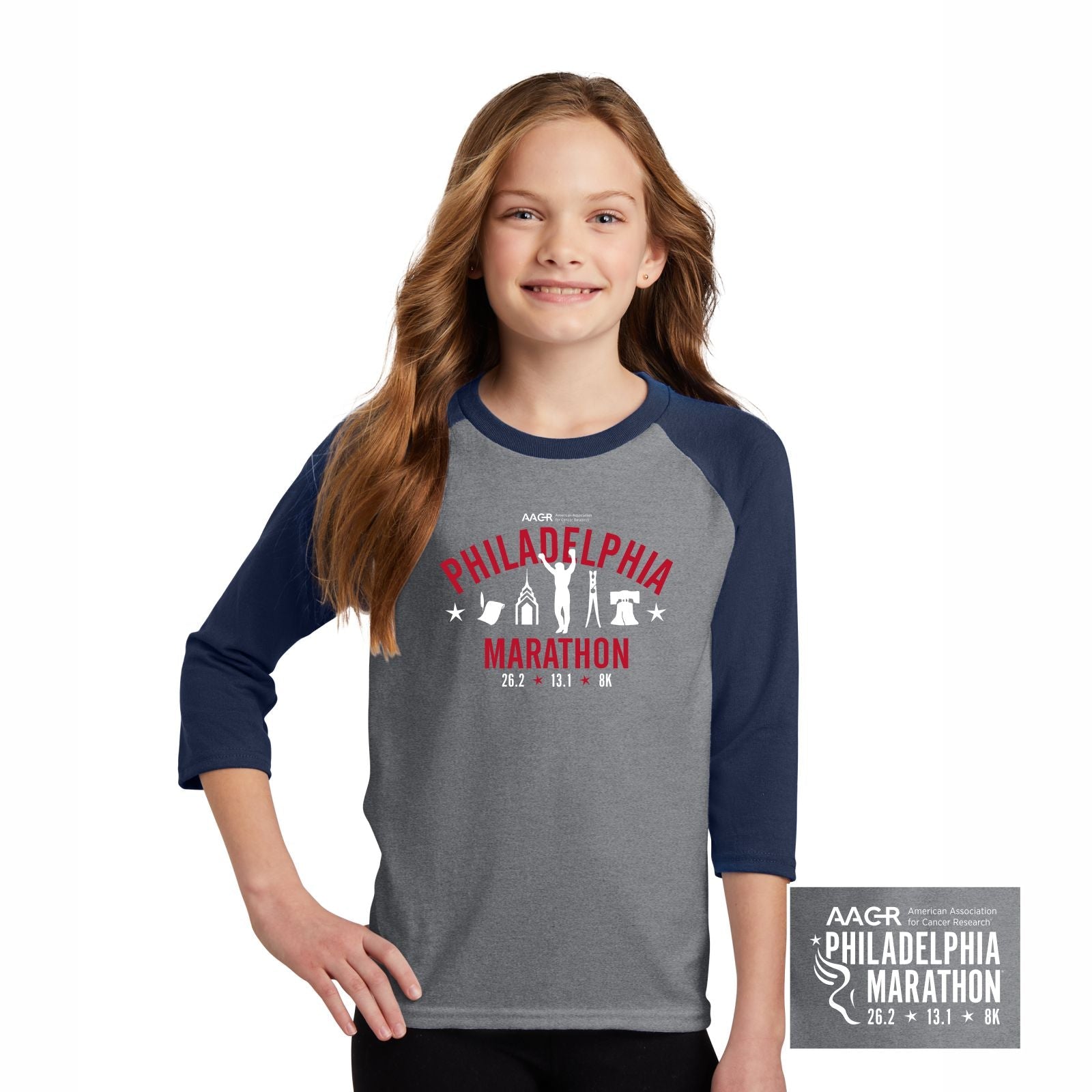 Identity Stores - Philadelphia Athletics Youth Sports Association -  Three-Quarter Sleeve Baseball T-Shirt