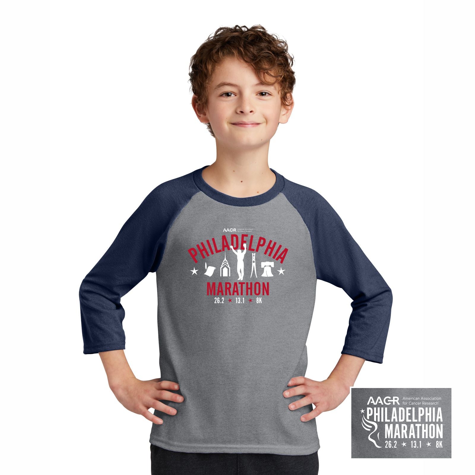 Identity Stores - Philadelphia Athletics Youth Sports Association -  Three-Quarter Sleeve Baseball T-Shirt