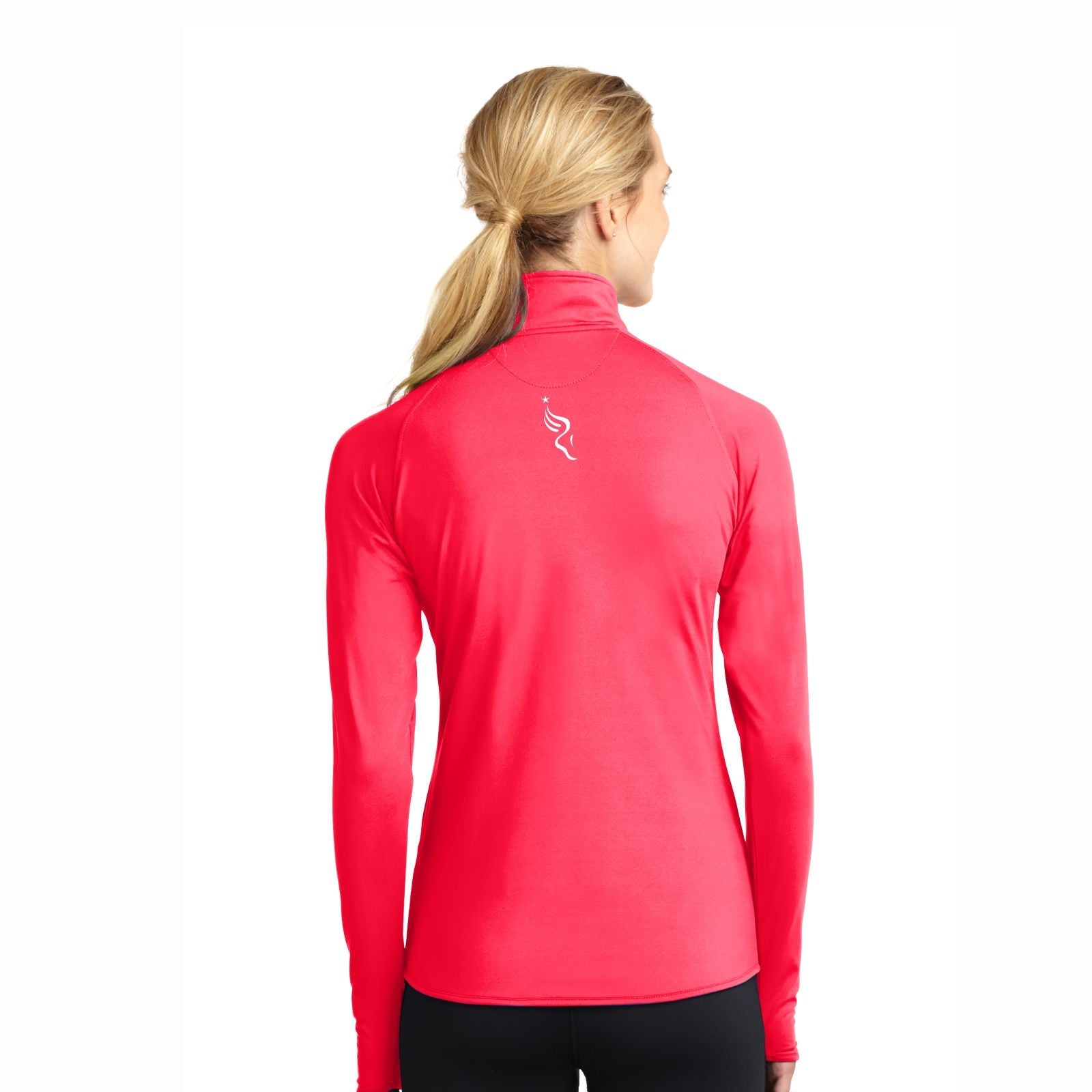 Women's Tech Pocket 1/2 Zip -Hot Coral- D&W 13.1 Embroidery